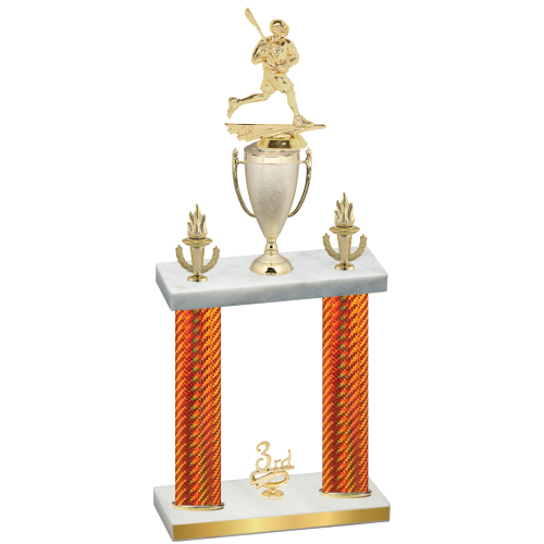 Double Orange Carbon Fiber Third Place Lacrosse Trophy