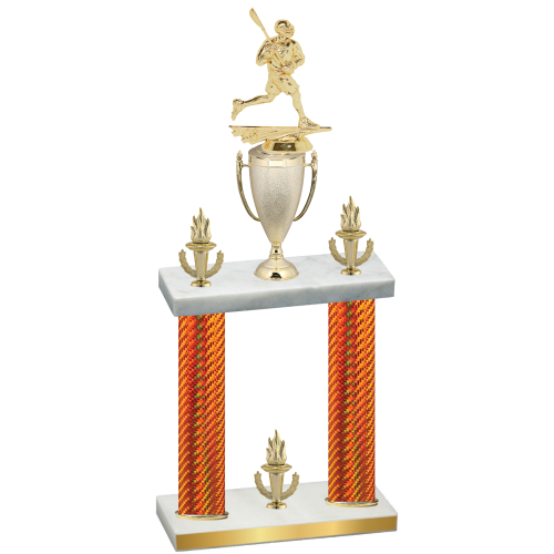 Double Orange Carbon Fiber Victory Lacrosse Trophy