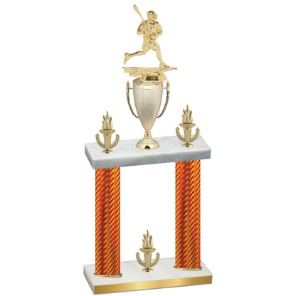 Double Orange Carbon Fiber Victory Lacrosse Trophy