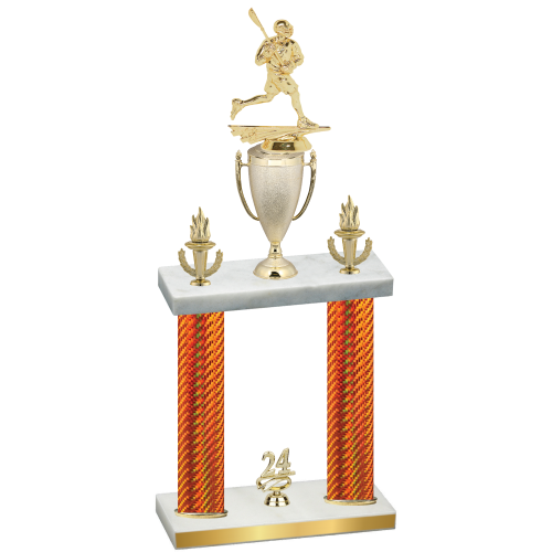 Double Orange Carbon Fiber Year Lacrosse Trophy