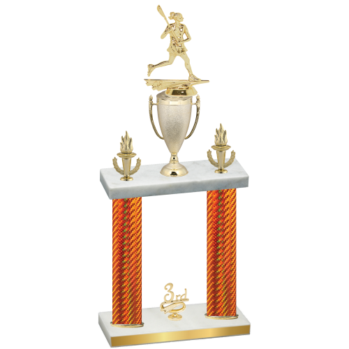 Double Orange Carbon Fiber Third Place Lacrosse Trophy