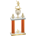Double Orange Carbon Fiber Fourth Place Lacrosse Trophy