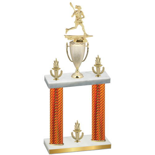 Double Orange Carbon Fiber Victory Lacrosse Trophy