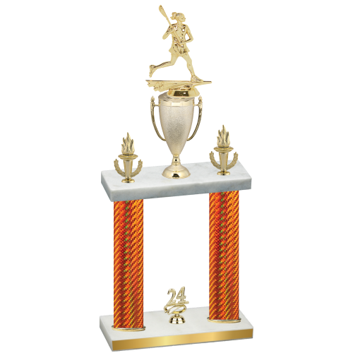 Double Orange Carbon Fiber Year Lacrosse Trophy