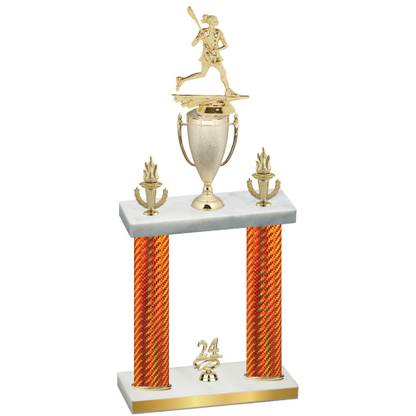 Double Orange Carbon Fiber Year Lacrosse Trophy