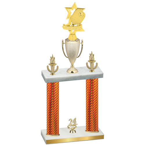 Double Orange Carbon Fiber Year Pickleball Trophy