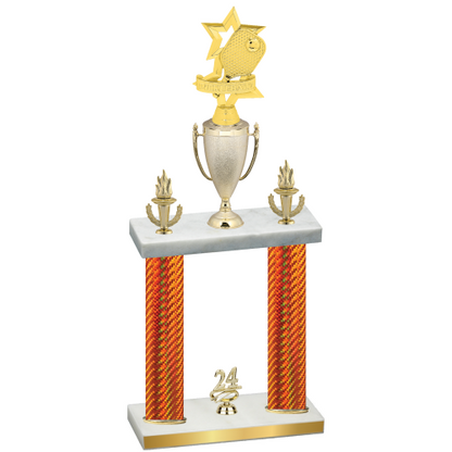 Double Orange Carbon Fiber Year Pickleball Trophy