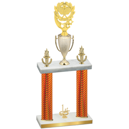 Double Orange Carbon Fiber First Place Pickleball Trophy