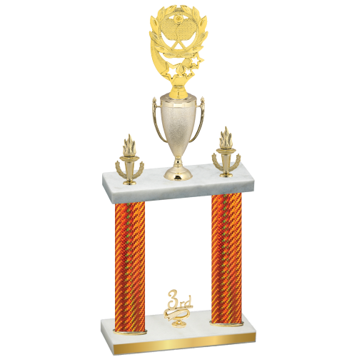 Double Orange Carbon Fiber Third Place Pickleball Trophy