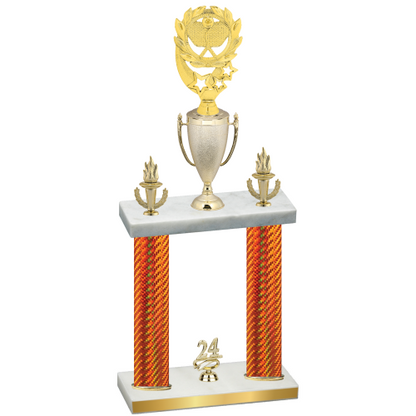 Double Orange Carbon Fiber Year Pickleball Trophy