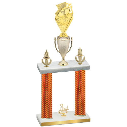 Double Orange Carbon Fiber Third Place Pickleball Trophy