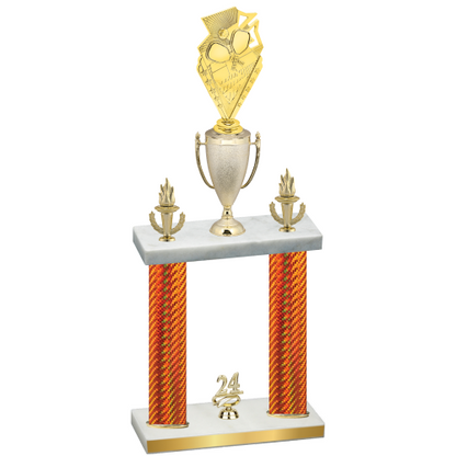 Double Orange Carbon Fiber Year Pickleball Trophy