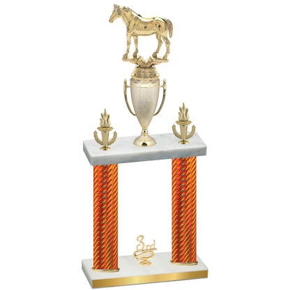 Double Orange Carbon Fiber Third Place Horses Trophy