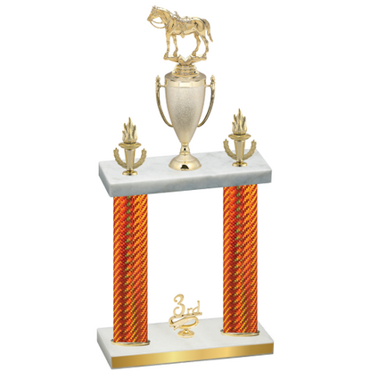 Double Orange Carbon Fiber Third Place Horses Trophy