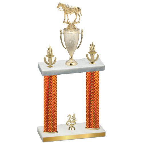 Double Orange Carbon Fiber Year Horses Trophy