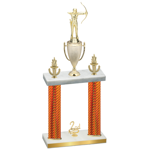 Double Orange Carbon Fiber Second Place Archery Trophy