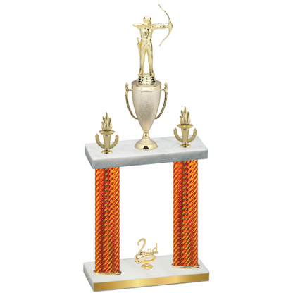 Double Orange Carbon Fiber Second Place Archery Trophy
