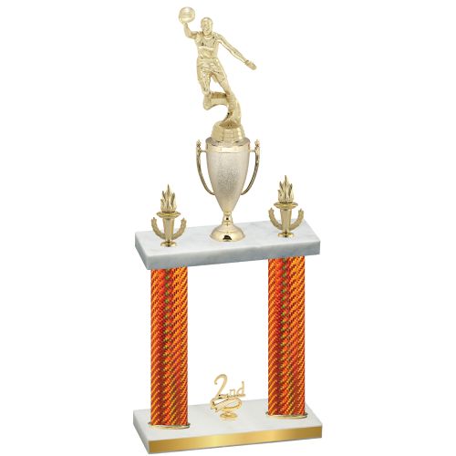 Double Orange Carbon Fiber Second Place Basketball Trophy