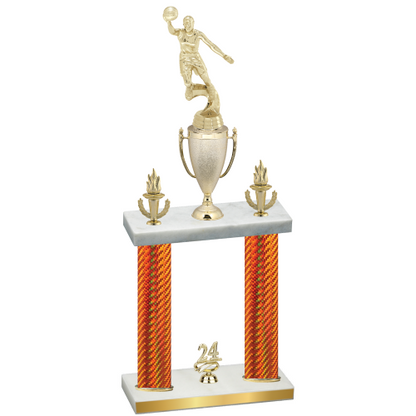 Double Orange Carbon Fiber Year Basketball Trophy