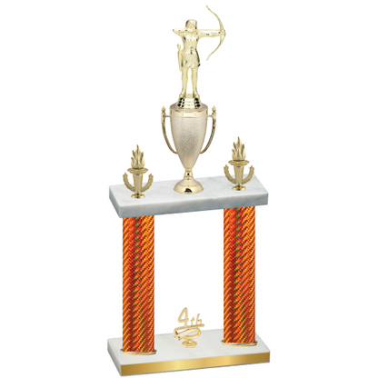 Double Orange Carbon Fiber Fourth Place Archery Trophy