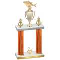 Double Orange Carbon Fiber Second Place Fishing Trophy