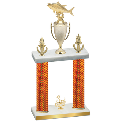 Double Orange Carbon Fiber Third Place Fishing Trophy