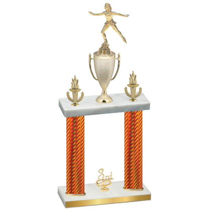 Double Orange Carbon Fiber Third Place Skater Trophy