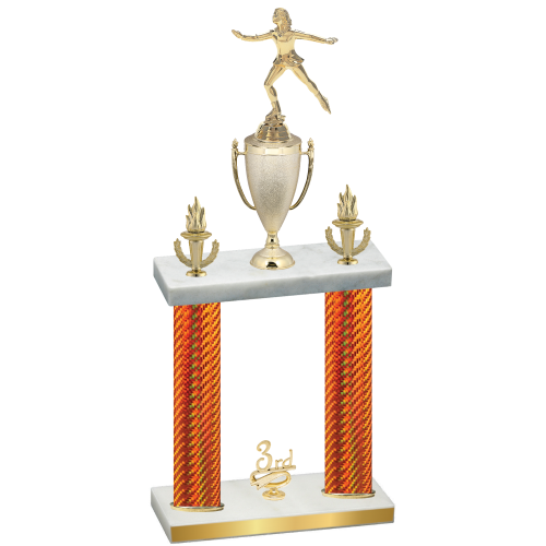 Double Orange Carbon Fiber Third Place Skater Trophy
