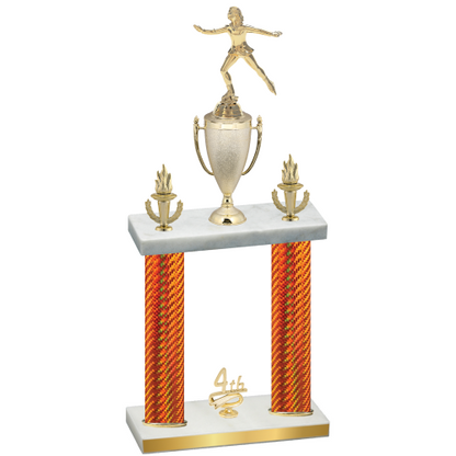 Double Orange Carbon Fiber Fourth Place Skater Trophy