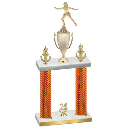 Double Orange Carbon Fiber Year Skater Trophy