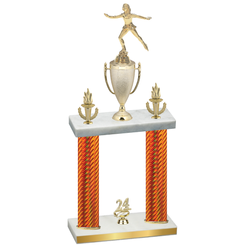 Double Orange Carbon Fiber Year Skater Trophy