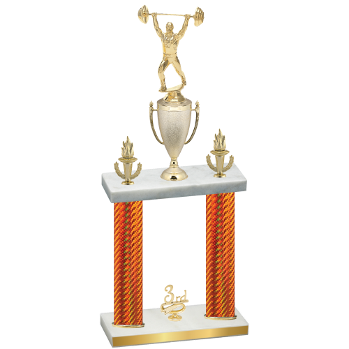 Double Orange Carbon Fiber Third Place Weights Trophy
