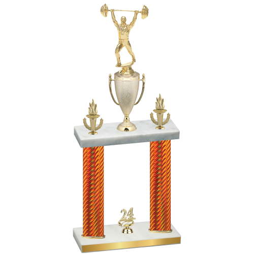 Double Orange Carbon Fiber Year Weights Trophy
