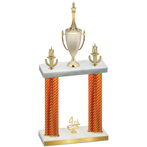 Double Orange Carbon Fiber Fourth Place Chess Trophy