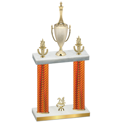 Double Orange Carbon Fiber Year Chess Trophy