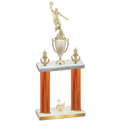 Double Orange Carbon Fiber Second Place Basketball Trophy