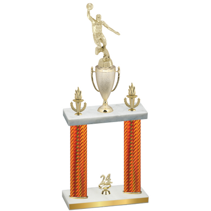 Double Orange Carbon Fiber Year Basketball Trophy