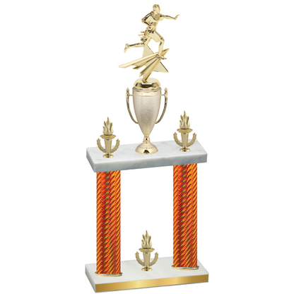 Double Orange Carbon Fiber Victory Flag Football Trophy