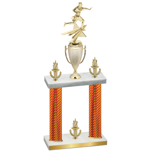 Double Orange Carbon Fiber Victory Flag Football Trophy
