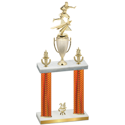 Double Orange Carbon Fiber Year Flag Football Trophy