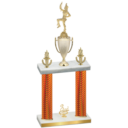 Double Orange Carbon Fiber Third Place Majorette Trophy