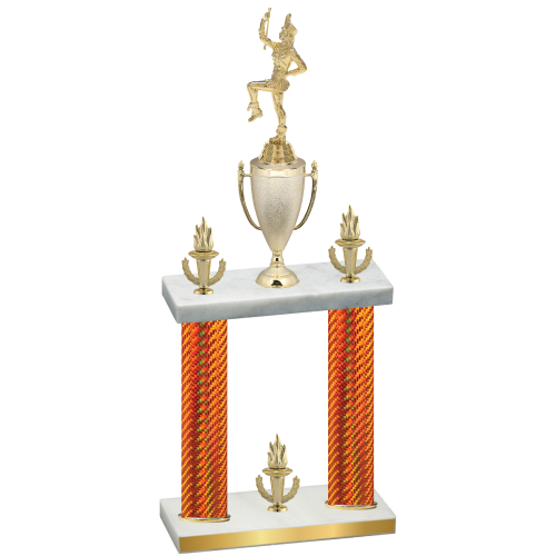 Double Orange Carbon Fiber Victory Majorette Trophy