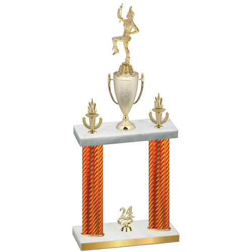 Double Orange Carbon Fiber Year Majorette Trophy