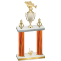 Double Orange Carbon Fiber First Place Fishing Trophy
