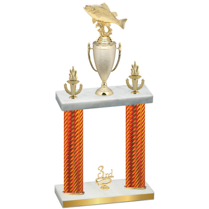 Double Orange Carbon Fiber Third Place Fishing Trophy