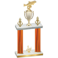 Double Orange Carbon Fiber Third Place Fishing Trophy