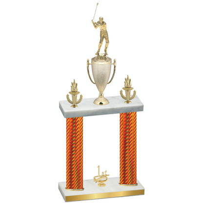 Double Orange Carbon Fiber First Place Golf Trophy