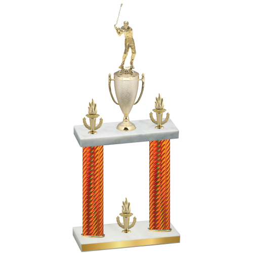 Double Orange Carbon Fiber Victory Golf Trophy