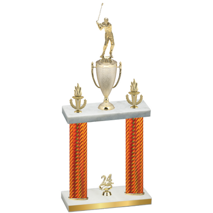 Double Orange Carbon Fiber Year Golf Trophy