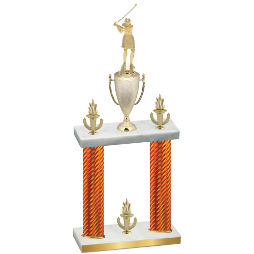 Double Orange Carbon Fiber Victory Golf Trophy
